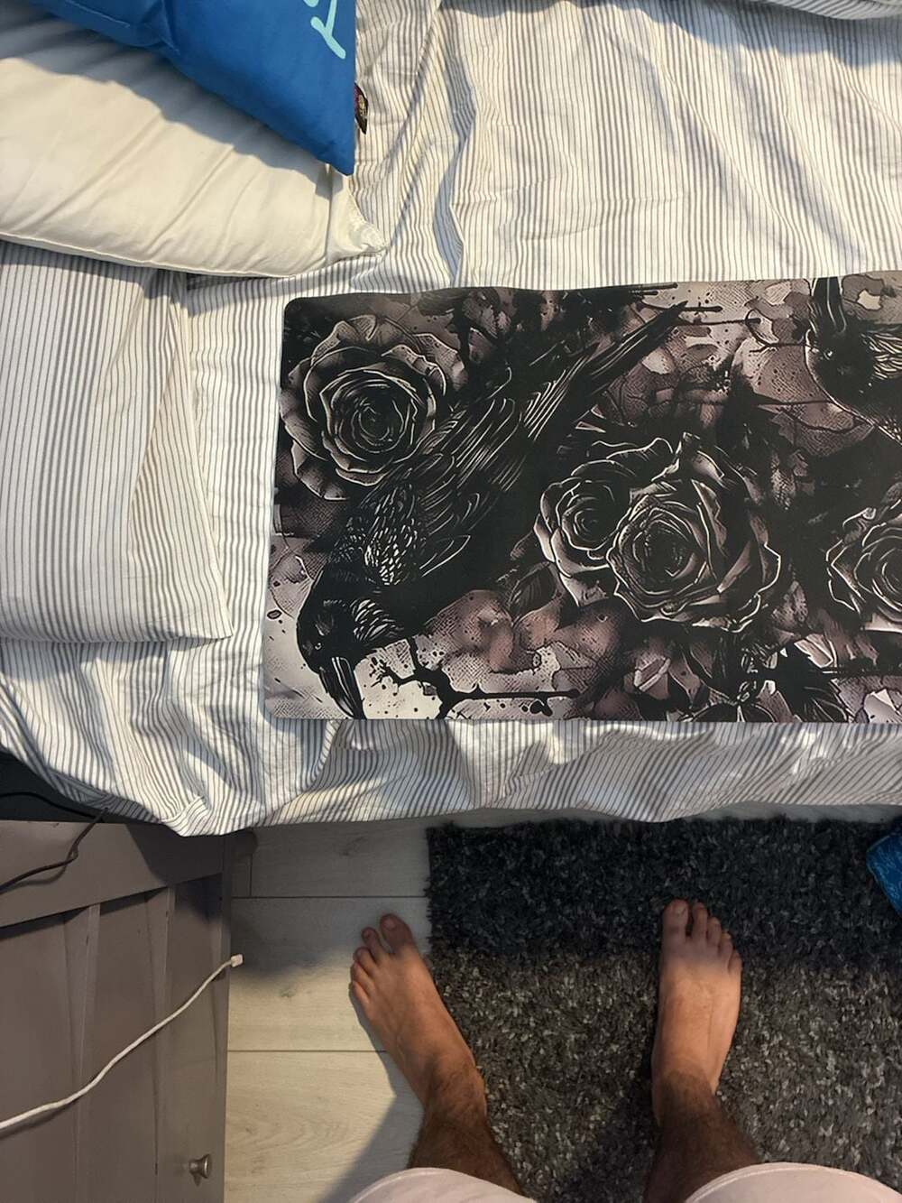 Gothic Raven and Roses Large Desk Mat Gaming Mouse Pad